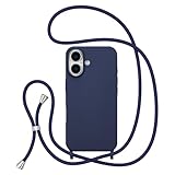 ZTOFERA for iPhone 17 Case with Strap,Crossbody Phone Case with Adjustable Neck Shoulder Lanyard,Soft Silicone Shockproof Protective Phone Cover for iPhone 17 6.3 inch-Navy Blue