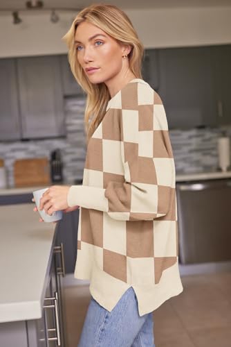 Image of LILLUSORY Women's Oversized Batwing Sweaters 2026 Fall Outfits Trendy Crewneck Knit Side Slit Fashion Pullover Tops