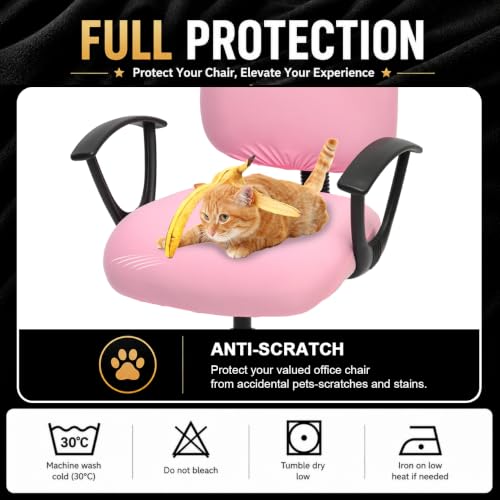 Image of Super Stretchable Desk Office Chair Seat Covers - Universal Spandex Computer Chair Slipcover - 180GSM Washable Rotating Backrest Coverings & Cushion Protectors for Dogs, Cats, Pets