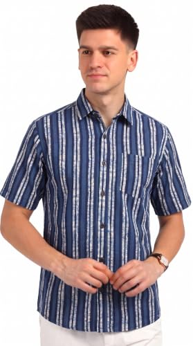 Image of BLOCKS OF INDIA Cotton Hand Block Print Half Sleeves Summer Shirt for Men