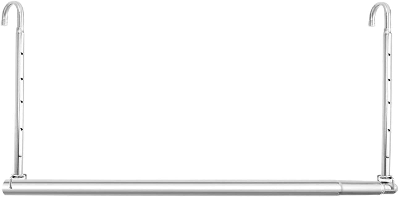 Closet Hanging Rod, Adjustable Width and Height Space-Saving Clothes Hanging Bar, 1 Pack Chrome 16.5-27.2 inch Chrome-1Pack