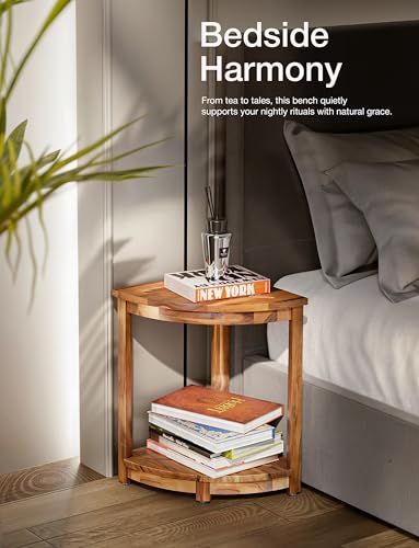 Tabouret de salle de bain compact en teck pour petit espace