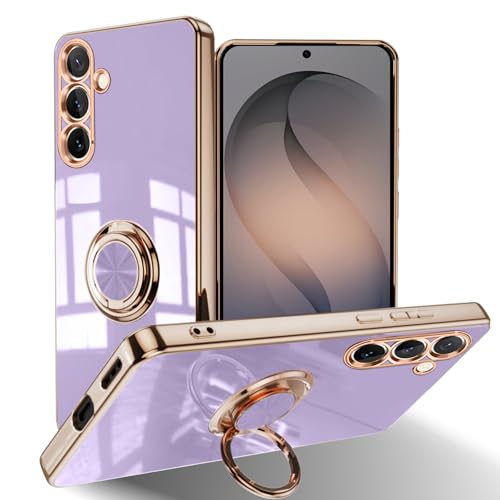 #rémunéré #Amazon<br>Coque pour Samsung Galaxy S26 5G [avec 360°Ring Stand pour Support Voiture Magnetique] TPU Silicone Galvanoplastie Design Antichoc Caméra Lens Protection Cover pour Galaxy S26 5G Violet
