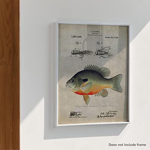 Apple Creek Antique Fly Fishing Lure Us Patent Poster Art Print Bluegill Largemouth Bass Walleye Muskie Lures Poles 11X14 Wall Decor Pictures thumb #4