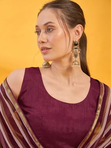 Image of SIRIL Women's Printed Chiffon Saree with Unstitched Blouse Piece