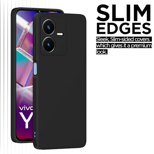 Image of Outlouders Back Cover for Vivo Y22 | Camera Protection | Durable Soft Matte Silicone Bumper Case (Black)