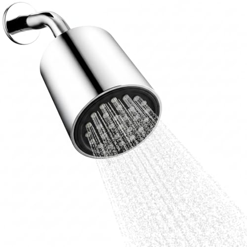 Image of Mila Ovolo ABS Wall Mounted Round Shower Head | Modern Black Finish with Full Spray & Even Water Distribution | Rust & Corrosion Resistant Bathroom Accessory