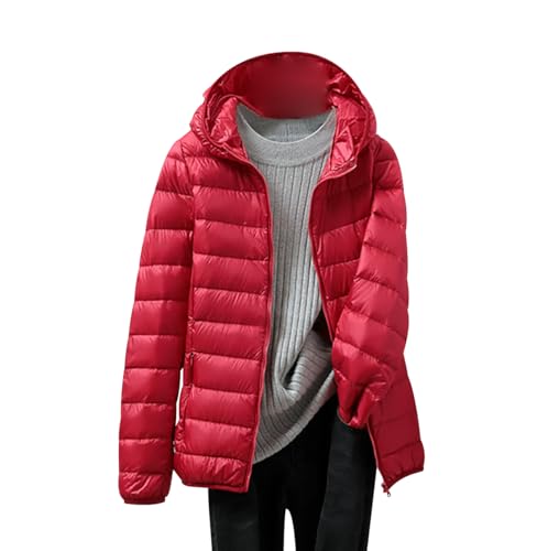 HAXNOHEY Plumifero Ultraligero Mujer Chaqueta Acolchada Mujer Plumon Mujer Plumas Ligeros Mujer Cazadora Plumas Mujer Anorak Plumas Mujer Plumifero Corto Mujer Plumas Señora Plumas Mujer Rojo XXL
