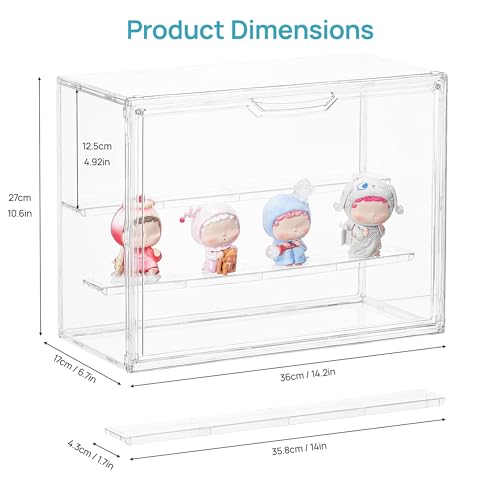 Image of Vtopmart 2 Pack Acrylic Display Case, Stackable Figure Display Case with Magnetic Door & Adjustable Shelves, Clear Collectibles Showcase for Action Figures, Miniatures, Models