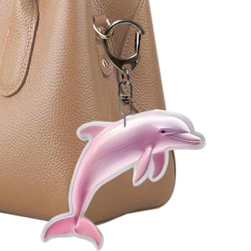 Shouxiut Llavero acrílico – Decoración de acrílico de dibujos animados impresos planos 2D – Bonitos llaveros de delfín, para mujeres, hombres, niños, niñas, mochila, escuela, viajes, oficina, casa
