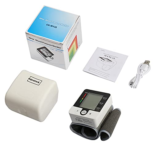 Electric Wrist Blood Pressure Monitor Digital Heart Beat Rate Pulse Meter Voice Alarm Automatic Home Blood Pressure Meter Kit Sphygmomanometers Pulsometer Medical Equipment for Health Care