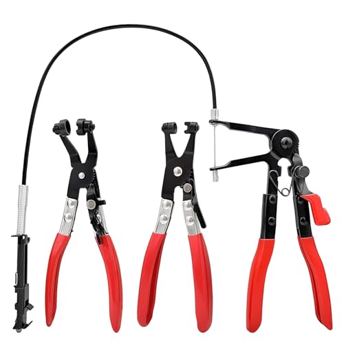Schlauchklemmenzange 3-Teiliges Set - Schlauchschellenzange Set Einschließlich Feder & Gerader Hals & Gebogener Hals Schlauchschellen Zange Geeignet für Die Fahrzeugwartung