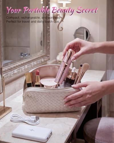Image of Facial Hair Removal Machine for Women, 2-in-1 Eyebrow Trimmer and Facial Hair Remover, Painless Rechargeable Hair Removal for Sensitive Face Skin, Pink