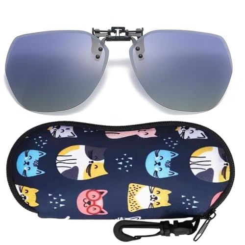 Clip On Sunglasses With Soft Case,Polarized Anti-Fog Lenses,Flip Up,Ultraviolet-proof,Large Size,For Driving,Travel