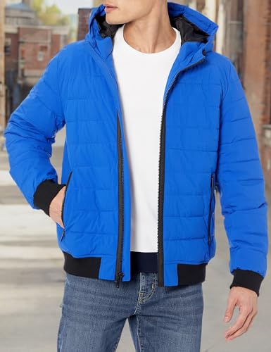 Image of DKNY Men's Quilted Performance Hooded Bomber Jacket