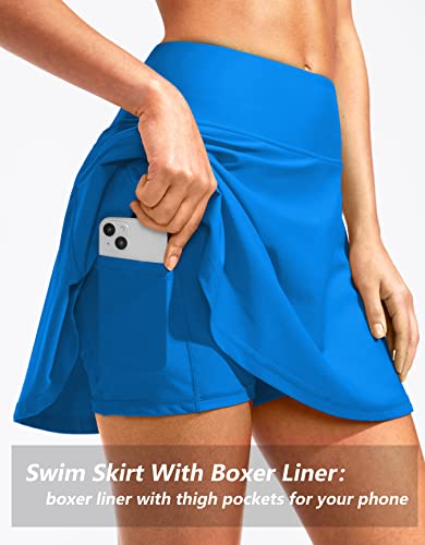 Image of Kayrth Women's High Waisted Swim Skirt with Zipper Pockets Tummy Control Bathing Suit Swimsuit Tankini Bottoms