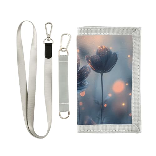 FOLIOSA Kids Wallet for Boys Girls Flowers Surreal Print Youth Wallet with Zipper Pocket Card Holders, Novelty Wallet 4.9×2.9 in