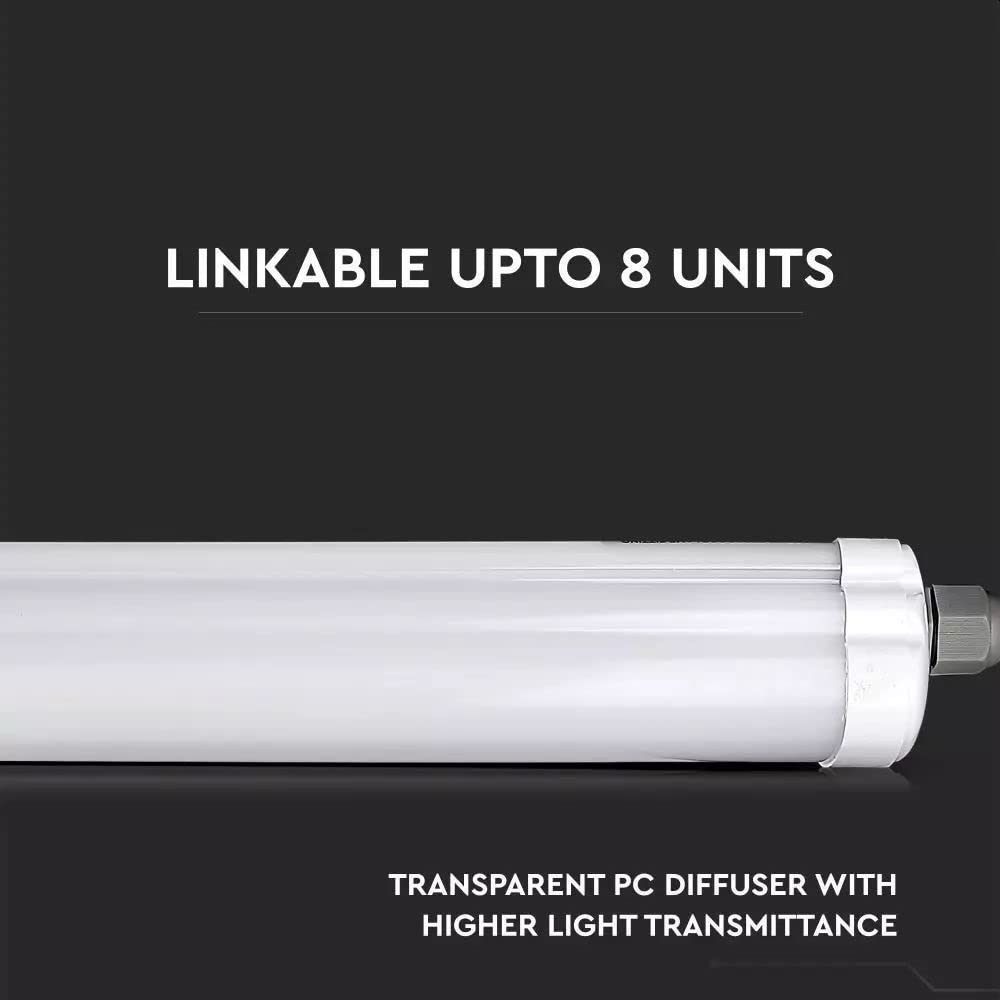 Zestaw – lampa rurowa LED, wodoszczelna, 150 cm, 48 W, białe światło, 6500 K, 5760 lm, IP65, (zestaw 4 szt.)