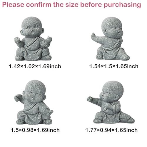 Estatuas de Buda en Piedra arenisca, Conjunto 4 Piezas miniatura 4