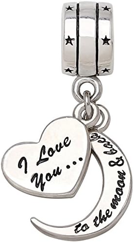 ALOV I Love You to The Moon and Back Two-Piece Pendant Bead Charm Sterling Silver