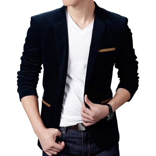 JEsilunmaMY Men's Business Casual Velvet Blazer Slim Fit One Button Fashion Sport Coat Wedding Prom Dinner Party Suit Jacket