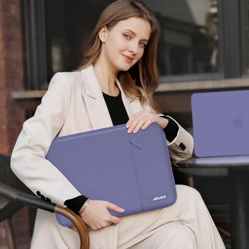 Image of MOSISO Laptop Case 15 inch, 15 inch Laptop Sleeve Compatible with MacBook Air 15 M4 A3241 M3 A3114 M2 A2941 2025 2024 2023,Dell XPS 15,Polyester Vertical Computer Sleeve Bag with Pocket, Lavender Gray