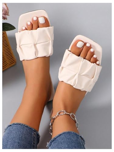 Image of GORGLITTER Women's Summer Cute Flat Sandals Dress Slide Sandals Square Toe Wedding Shoes Vacation Trendy Sandals 2026