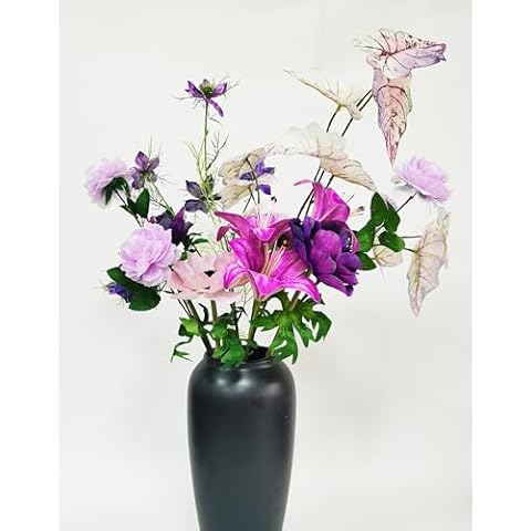 cosybeau Artificial Fake Purple Flowers (Not Included Vase) for DIY Decorations Centerpieces Arrangements Party Home Decor (Purple Style C 8P) Cover