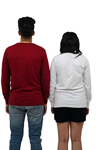 Image of Branded Men's and Women's Couple Regular Fit Plain Design 100% Cotton Full Sleeves Round Neck Boys and Girls T Shirt for Casual wear in Summer & Winter - 5 Color Options - Pack of 2