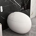 Weibath One-Piece Toilet Egg-Shaped Smart Toilet with High Version Tankless Toilet with Auto Flushing (White, 1-Piece)