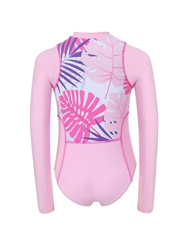 GERU Little Girls One Piece Long Sleeve Rash Guard Swimsuit with Zipper Bathing Suits Sun Protection for 3-12 Years2