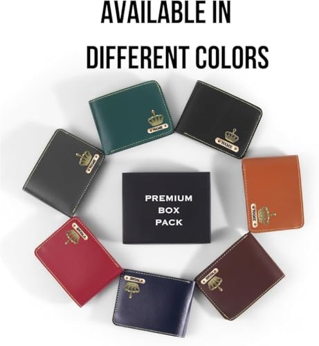 Image of B'Code Customised Original Leather Wallet for Men with Name, Personalized Purse (Navy Blue) Unique Stylish Gift for Brother, Husband, Boyfriend, Birthday, Rakshabandhan, New Year, Valentine's Day