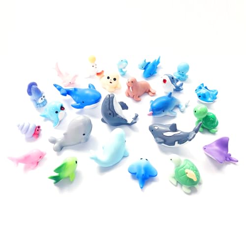 24 Styles Mini Resin Ocean Animals Figurines Toys Small Marine Animals Figures to Hide Tiny Plastic Bulk Crafts Whale Shark Octopus Dolphin Sea Creatures Aquarium Fish Tank Decor