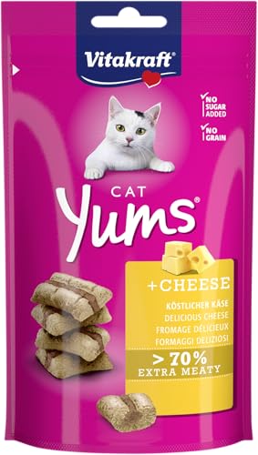 Vitakraft Cat Yums, friandise pour chat, snack moelleux fourré au fromage, en sachet refermable, sans sucres ajoutés (1x 40g)