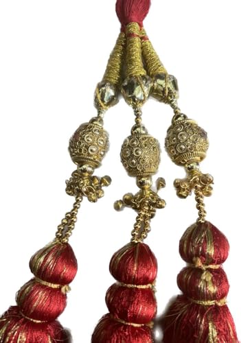 Raghav's Red Gungroo Parandi,Lal Paranda ghungru walI Party Wear (Pack of 1) for Lohri,Teej, Marriage and Other Traditional Party (Non Returnable)3