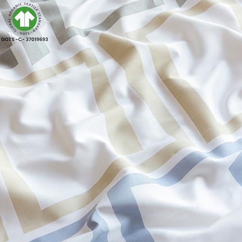 Image of HOMEMONDE Cotton Flat Sheet with Two Pillow Covers | Super Soft All-Season Bed Sheet for King Size Bed (108 x 108 Inches / 274 x 274 cm, Modern Maze), Multi | Perfect for Home Decor & Gifting