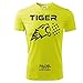 ZENA T-Shirt Padel, Maglia Padel Tecnica, Tessuto Elasticizzato Traspirante Dry Fit, Abbigliamento Padel Uomo e Donna, Tinta Unita con Disegno a Contrasto, Disegno Tigre (S, Giallo/Nero)