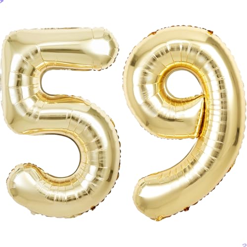 Image of Champagne Gold Number 59 95 Balloon for First Birthday Decorations, 40 inch Huge Light Gold 59th 95th Birthday Balloons Foil 59 Balloon Birthday Party Decor, Anniversary, Party Favors, Supplies