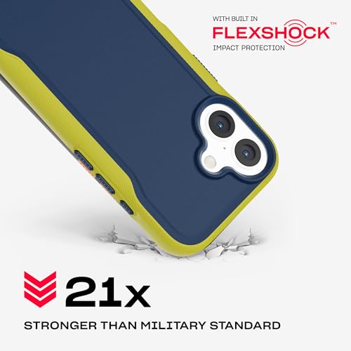 Image of Tech21 EvoPro for iPhone 16 Compatible with MagSafe - Impact Protection Case 21x Military Standard Tested - in Navy /Yellow