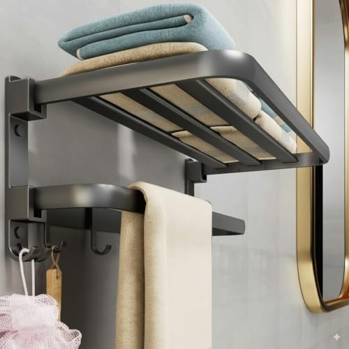 Image of URBANMONK Aluminum Foldable Towel Rack for Bathroom | Towel Holder in Bathroom | Bathroom Clothes Holder | Bathroom Clothes Hanger Towel Stand in Bathroom (Classic Towel Stand)