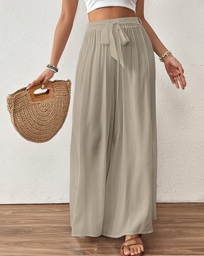 Image of Bsubseach Women Wide Leg Pants Floral Flowy Palazzo Pants