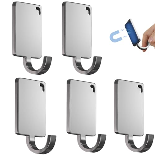 Magnetic Hooks Heavy Duty, Door Hooks, Magnetic Storage Holder for Home, Kitchen, Refrigerator, Entrance, Office (5 Pack)