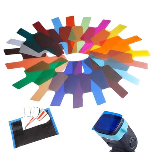 DWFEYOI - DWFEYOI Filtres de Couleur en Plastique Filtre de Correction Transparent Feuilles de Couleur Éclairage Antidéformation avec Élastiques et Porte Cartes pour Photo Flash Studio(20 PCS)