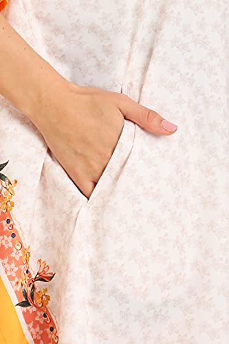 Image of Miss Lavish London Kaftan Dresses for Women Plus Size Long Batwing Sleeve Caftans, V Neck Moo Moo Printed Beach Cover Up Maxi Beach Dress, Bathing Suit Cover-Up Loungewear