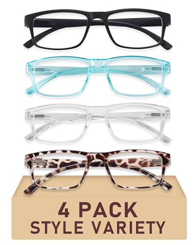 Anourney 4-Pack Blue Light Blocking Reading Glasses for Men &