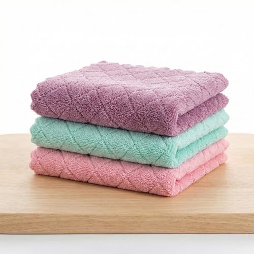 Image of QURIPE 10 Pack Kitchen Cloth Dish Towels, Microfiber Cleaning Cloth Double-Sided Dish Drying Towel Reusable for House Furniture Table Kitchen Dish Window Glasses (Reversible)