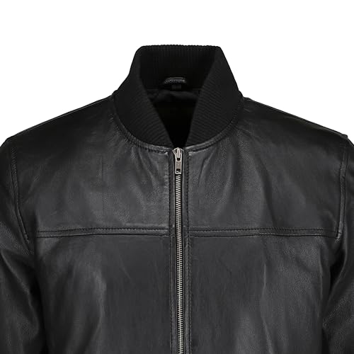Men's Leather Varsity Jacket - Black Leather Bomber Jacket for Men3