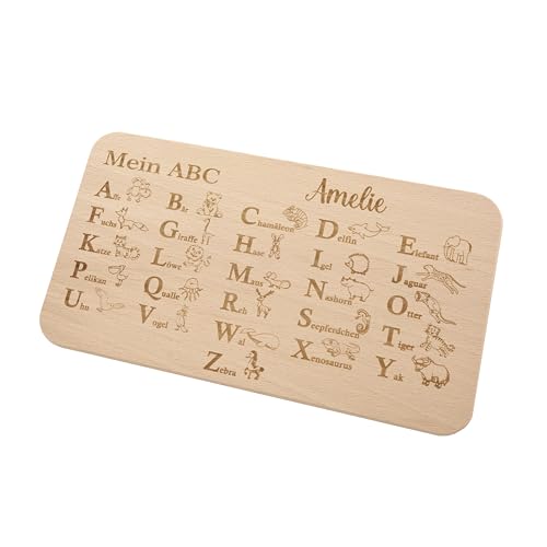 Personalisiertes Frühstücksbrett Zur Einschulung – Mit Namen, Spruch & Motiv, Geschenk Für ABC-Schützen