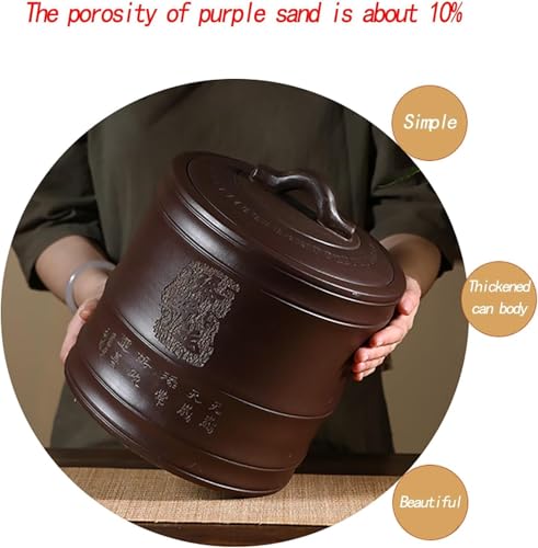 Ceramiczny cylinder ryżowy z pokrywką duża pojemność przechowywanie domowy duży zbiornik na słoik na ryż do soi mąki kukurydzianej płatków owsianych (B, pojemność 5 kg)