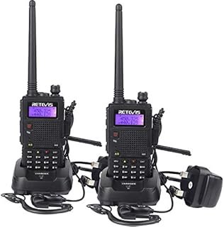 Retevis RT5 Walkie Talkie Dual Band, 2m / 70cm High Power Long Range Walkie Talkies, DTMF VOX Squelch FM Radio Handheld 2 Way Radio with Headset for Warehouse, Security(Black, 2Pcs)